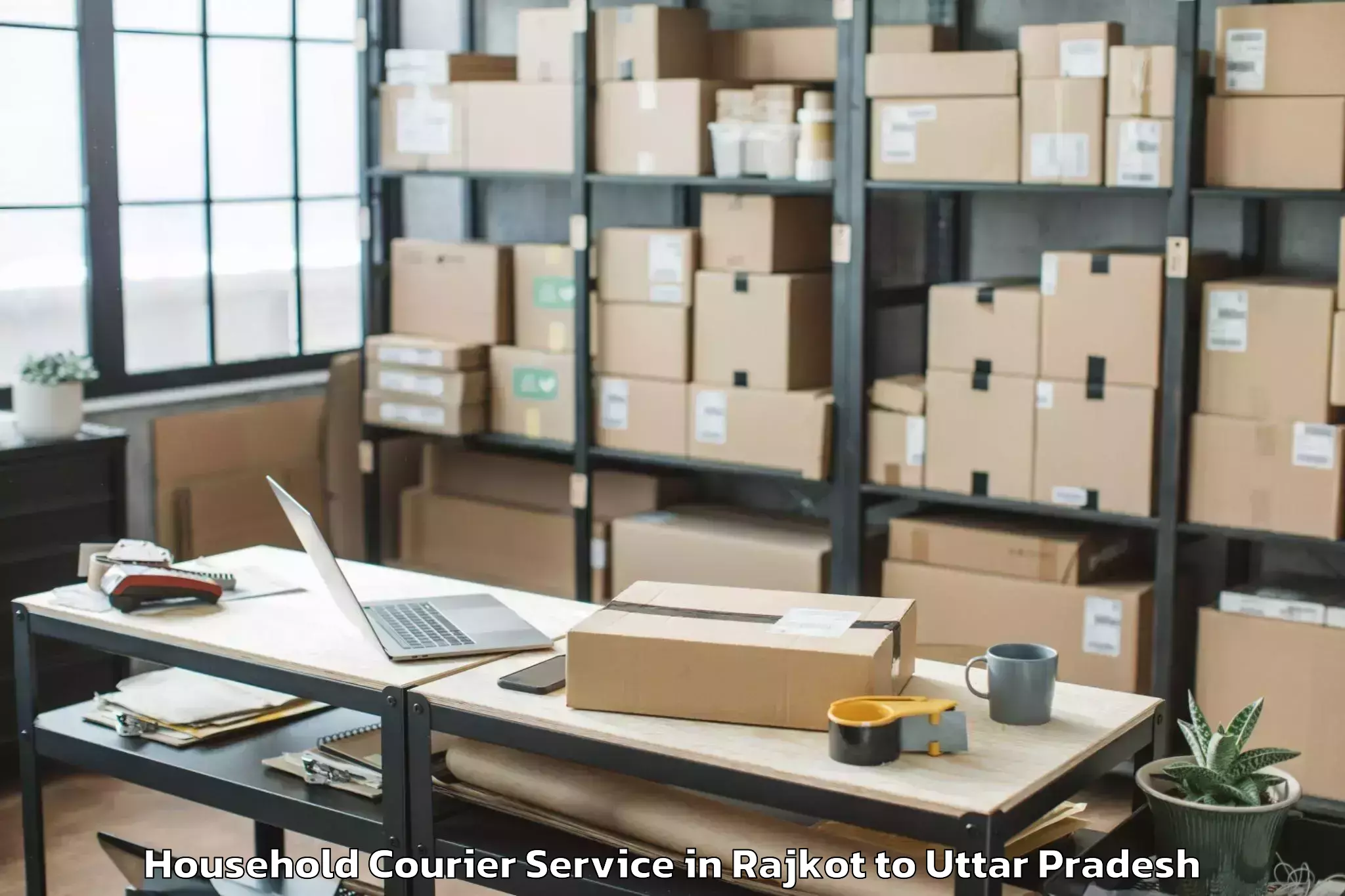 Book Rajkot to Allahganj Household Courier Online